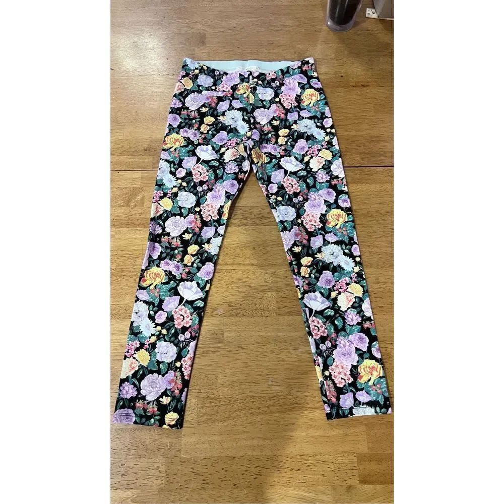 ZARA BLACK FLORAL LEGGINGS YOUNG GIRLS SIZE 10